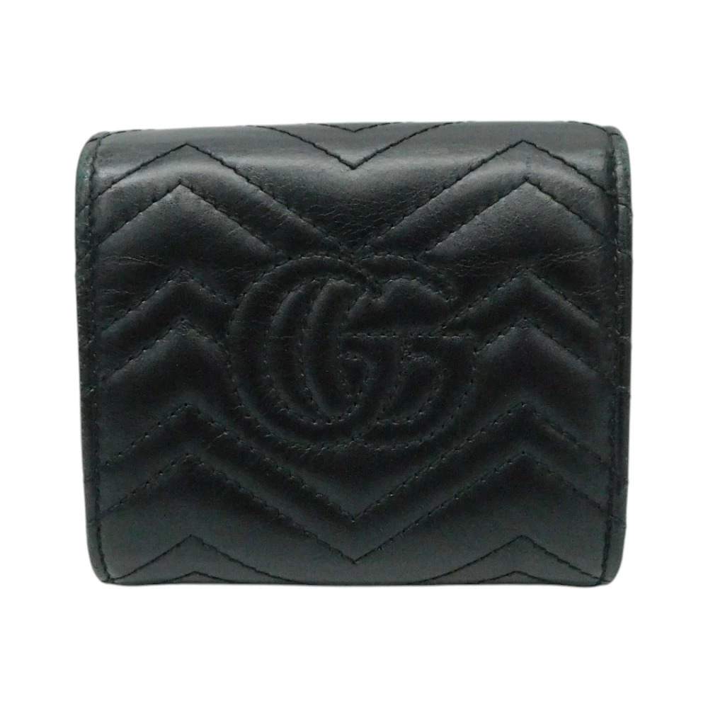 Gucci Tri GG Black Quilted GG Wallet Leather fold Double Compact Marmont